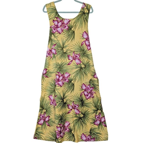 Looking Good Summer Vacation Dress size L Hawaii Tropical Maxi Slit Sides Luau - Picture 1 of 11
